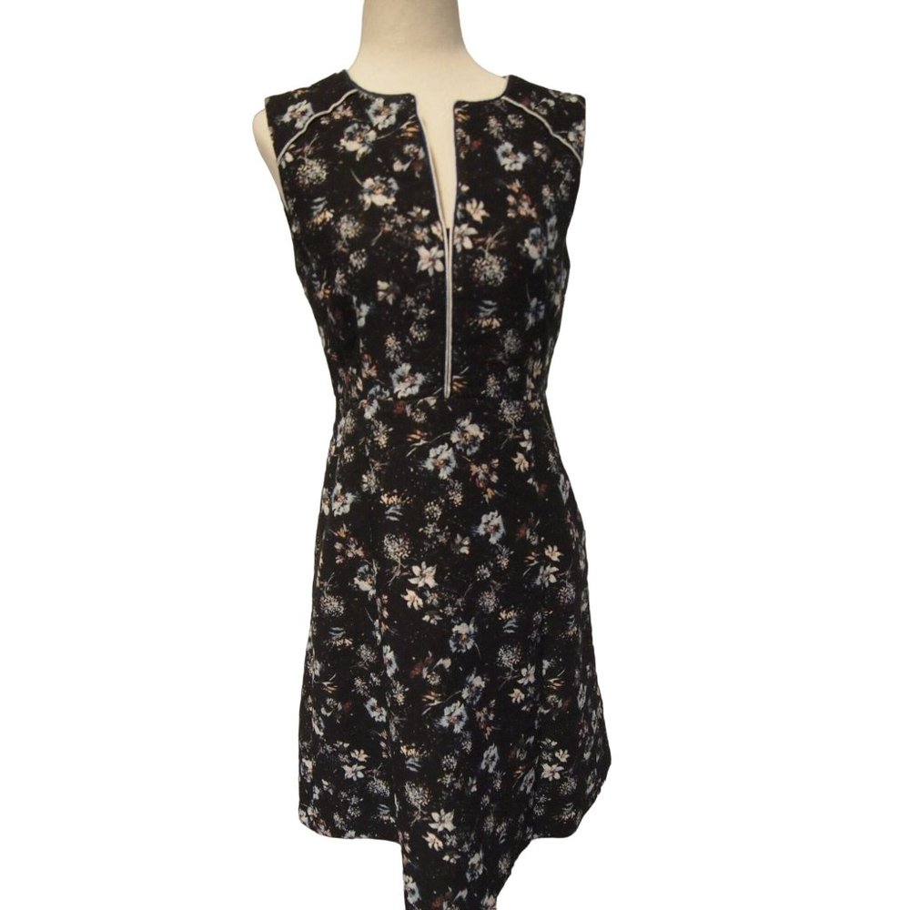 Nanette Lepore Womens Brocade Dress 0 Black Floral Fit & Flare Pockets Thick
